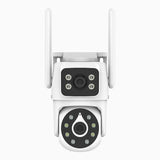 WCD400 - 4MP Wireless Outdoor Dual-Lens WiFi Security Camera, 2.4G/5G Dual-Band WiFi, 350° Pan & 90° Tilt, Dual-Light Night Vision, Motion Detection, Two-Way Audio, Cloud & Max. 256 GB Local Storage, Works with Alexa
