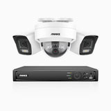 H800 - 4K 4 Channel PoE Security System with 2 Bullet & 1 Dome (IK10) Cameras, Vandal-Resistant, Human & Vehicle Detection, Built-in Mic, RTSP Supported