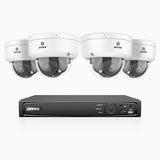 HZ804 - 4K 4 Channel 4 Cameras PoE Security System, 4X Optical Zoom, 2.8 - 12 MM Motorized Varifocal Lens, Smart Dual Light Night Vision, Motion Detection 2.0, Built-in Microphone, Siren & Strobe Alarm, Upgraded Version