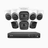 H300 - 2K 3MP 16 Channel PoE Security System with 4 Bullet & 4 Turret Cameras, EXIR 2.0 Night Vision, Motion Detection, H.265+, IP67 Waterproof
