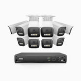 HZ804 - 4K 16 Channel 10 Cameras PoE Security System, 4X Optical Zoom, 2.8 - 12 MM Motorized Varifocal Lens, Smart Dual Light Night Vision, Motion Detection 2.0, Built-in Microphone, Siren & Strobe Alarm, Upgraded Version
