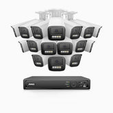 HZ804 - 4K 16 Channel 16 Cameras PoE Security System, 4X Optical Zoom, 2.8 - 12 MM Motorized Varifocal Lens, Smart Dual Light Night Vision, Motion Detection 2.0, Built-in Microphone, Siren & Strobe Alarm, Upgraded Version