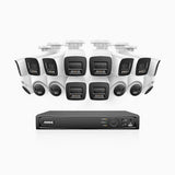 H800 - 4K 16 Channel PoE Security System with 10 Bullet & 6 Turret Cameras, Human & Vehicle Detection, Color & IR Night Vision, Built-in Mic, RTSP Supported
