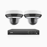 HZ504P - 8 Channel 2 Cameras PTZ PoE Security System, 3K Super HD, 4X Optical Zoom, IK10 Vandal-Resistant, 2.8-12 mm Lens, Intelligent Behavior Analysis, Color Night Vision & Anti-Fog