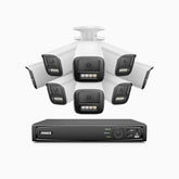 HZ804 - 4K 8 Channel 8 Cameras PoE Security System, 4X Optical Zoom, 2.8 - 12 MM Motorized Varifocal Lens, Smart Dual Light Night Vision, Motion Detection 2.0, Built-in Microphone, Siren & Strobe Alarm, Upgraded Version