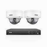 H800 - 4K 8 Channel 2 Cameras PoE Security System, Human & Vehicle Detection, Color & IR Night Vision, Built-in Mic, RTSP Supported