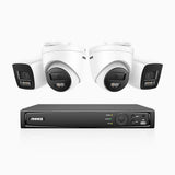 H800 - 4K 8 Channel PoE Security System with 2 Bullet & 2 Turret Cameras, Human & Vehicle Detection, Color & IR Night Vision, Built-in Mic, RTSP Supported