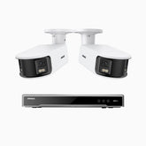 NightChroma<sup>TM</sup> NDK800 – 4K 8 Channel 2 Panoramic Dual Lens Cameras PoE Security System, f/1.0 Super Aperture, Acme Color Night Vision, Active Siren and Strobe, Human & Vehicle Detection, 2CH 4K Decoding Capability, Built-in Mic ,Two-Way Audio
