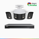 NDCK800 - 8 Channel PoE NVR Security System with Two 4K Cameras & One 4K Dual Lens Panoramic Camera, f/1.0 Super Aperture, Acme Color Night Vision, Human & Vehicle Detection, Built-in Microphone