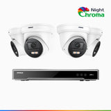 NightChroma<sup>TM</sup> NCK800 – 4K 8 Channel 4 Cameras PoE Security System, f/1.0 Super Aperture, Color Night Vision, 2CH 4K Decoding Capability, Human & Vehicle Detection, Intelligent Behavior Analysis, Built-in Mic, 124° FoV, All-Metal Housing