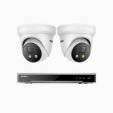 H800X - 4K 8 Channel 2 Cameras PoE Security System, 1/1.8'' BSI Sensor, f/1.6 Aperture (0.003 Lux), Siren & Strobe Alarm,Two-Way Audio, Human & Vehicle Detection, Perimeter Protection, All-Metal Housing