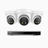H800X - 4K 8 Channel 3 Cameras PoE Security System, 1/1.8'' BSI Sensor, f/1.6 Aperture (0.003 Lux), Siren & Strobe Alarm,Two-Way Audio, Human & Vehicle Detection, Perimeter Protection, All-Metal Housing