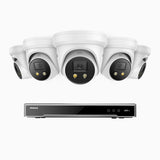 H800X - 4K 8 Channel 5 Cameras PoE Security System, 1/1.8'' BSI Sensor, f/1.6 Aperture (0.003 Lux), Siren & Strobe Alarm,Two-Way Audio, Human & Vehicle Detection, Perimeter Protection, All-Metal Housing