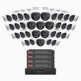 H800X - 4K 64 Channel 40 Cameras PoE Security System, 1/1.8'' BSI Sensor, f/1.6 Aperture (0.003 Lux), Siren & Strobe Alarm,Two-Way Audio, Human & Vehicle Detection, Perimeter Protection, All-Metal Housing