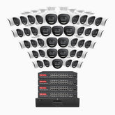 H800X - 4K 64 Channel 48 Cameras PoE Security System, 1/1.8'' BSI Sensor, f/1.6 Aperture (0.003 Lux), Siren & Strobe Alarm,Two-Way Audio, Human & Vehicle Detection, Perimeter Protection, All-Metal Housing