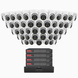 H800X - 4K 64 Channel 48 Cameras PoE Security System, 1/1.8'' BSI Sensor, f/1.6 Aperture (0.003 Lux), Siren & Strobe Alarm,Two-Way Audio, Human & Vehicle Detection, Perimeter Protection, All-Metal Housing