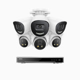H800X - 4K 16 Channel PoE Security System with 3 Bullet & 3 Turret Cameras, 1/1.8'' BSI Sensor, f/1.6 Aperture (0.003 Lux), Siren & Strobe Alarm,Two-Way Audio, Human & Vehicle Detection, Perimeter Protection, All-Metal Housing