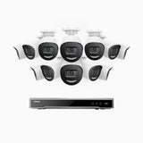 H800X - 4K 16 Channel 12 Cameras PoE Security System, 1/1.8'' BSI Sensor, f/1.6 Aperture (0.003 Lux), Siren & Strobe Alarm,Two-Way Audio, Human & Vehicle Detection, Perimeter Protection, All-Metal Housing