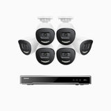 H800X - 4K 16 Channel 6 Cameras PoE Security System, 1/1.8'' BSI Sensor, f/1.6 Aperture (0.003 Lux), Siren & Strobe Alarm,Two-Way Audio, Human & Vehicle Detection, Perimeter Protection, All-Metal Housing
