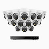H800X - 4K 16 Channel 16 Cameras PoE Security System, 1/1.8'' BSI Sensor, f/1.6 Aperture (0.003 Lux), Siren & Strobe Alarm,Two-Way Audio, Human & Vehicle Detection, Perimeter Protection, All-Metal Housing