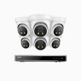 H800X - 4K 16 Channel 6 Cameras PoE Security System, 1/1.8'' BSI Sensor, f/1.6 Aperture (0.003 Lux), Siren & Strobe Alarm,Two-Way Audio, Human & Vehicle Detection, Perimeter Protection, All-Metal Housing