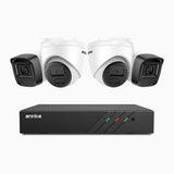 H300 - 2K 3MP 8 Channel PoE Security System with 2 Bullet & 2 Turret Cameras, EXIR 2.0 Night Vision, Motion Detection, H.265+, IP67 Waterproof
