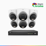 NightChroma<sup>TM</sup>  NAK500 - Updated Version, 3K 8 Channel 6 Cameras TVI Security System, Acme Color Night Vision, 2960 × 1665 Resolution, f/1.0 Aperture (0.001 Lux), Built-in Microphone, IP67
