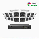 NightChroma<sup>TM</sup> NAK200 - 1080P 16 Channel Wired CCTV System with 10 Bullet & 6 Turret Cameras, Acme Colour Night Vision, f/1.0 Super Aperture, 0.001 Lux, 121° FoV, Active Alignment