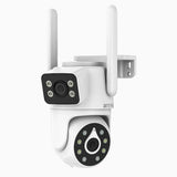 WCD400 - 4MP Wireless Outdoor Dual-Lens WiFi Security Camera, 2.4G/5G Dual-Band WiFi, 350° Pan & 90° Tilt, Dual-Light Night Vision, Motion Detection, Two-Way Audio,  Cloud & Max. 256 GB Local Storage, Works with Alexa