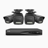 H500P - 3K 4 Channel 4 Cameras PoE Security System, Color & IR Night Vision, 3072*1728 Resolution, f/1.6 Aperture (0.005 Lux), Human & Vehicle Detection, Built-in Microphone,IP67