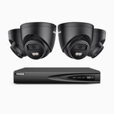 H500P - 3K 4 Channel 4 Cameras PoE Security System, Color & IR Night Vision, 3072*1728 Resolution, f/1.6 Aperture (0.005 Lux), Human & Vehicle Detection, Built-in Microphone,IP67