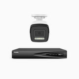 H500P - 3K 4 Channel 1 Camera PoE Security System, Color & IR Night Vision, 3072*1728 Resolution, f/1.6 Aperture (0.005 Lux), Human & Vehicle Detection, Built-in Microphone,IP67