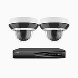 HZ504P - 4 Channel 2 Cameras PTZ PoE Security System, 3K Super HD, 4X Optical Zoom, IK10 Vandal-Resistant, 2.8-12 mm Lens, Intelligent Behavior Analysis, Color Night Vision & Anti-Fog