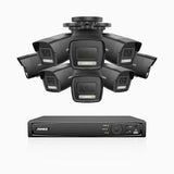 H500P - 3K 16 Channel 8 Cameras PoE Security System, Color & IR Night Vision, 3072*1728 Resolution, f/1.6 Aperture (0.005 Lux), Human & Vehicle Detection, Built-in Microphone,IP67