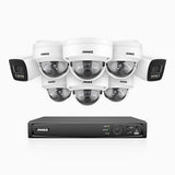 H800 - 4K 16 Channel PoE Security System with 2 Bullet & 6 Dome (IK10) Cameras, Vandal-Resistant, Human & Vehicle Detection, Color & IR Night Vision, Built-in Mic, RTSP Supported