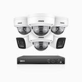 H800 - 4K 8 Channel PoE Security System with 2 Bullet & 4 Dome (IK10) Cameras, Vandal-Resistant, Human & Vehicle Detection, Built-in Mic, RTSP Supported