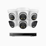 H800X - 4K 8 Channel PoE Security System with 2 Bullet & 4 Turret Cameras, 1/1.8'' BSI Sensor, f/1.6 Aperture (0.003 Lux), Siren & Strobe Alarm,Two-Way Audio, Human & Vehicle Detection, Perimeter Protection, All-Metal Housing