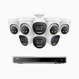 H800X - 4K 8 Channel PoE Security System with 4 Bullet & 4 Turret Cameras, 1/1.8'' BSI Sensor, f/1.6 Aperture (0.003 Lux), Siren & Strobe Alarm,Two-Way Audio, Human & Vehicle Detection, Perimeter Protection, All-Metal Housing