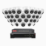 H1200 - 4K 12MP 32 Channel 32 Cameras PoE Security System, Color & IR Night Vision, Human & Vehicle Detection, H.265+, Built-in Microphone, Max. 512 GB Local Storage, IP67