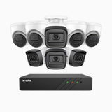H300 - 2K 3MP 8 Channel PoE Security System with 4 Bullet & 4 Turret Cameras, EXIR 2.0 Night Vision, Motion Detection, H.265+, IP67 Waterproof